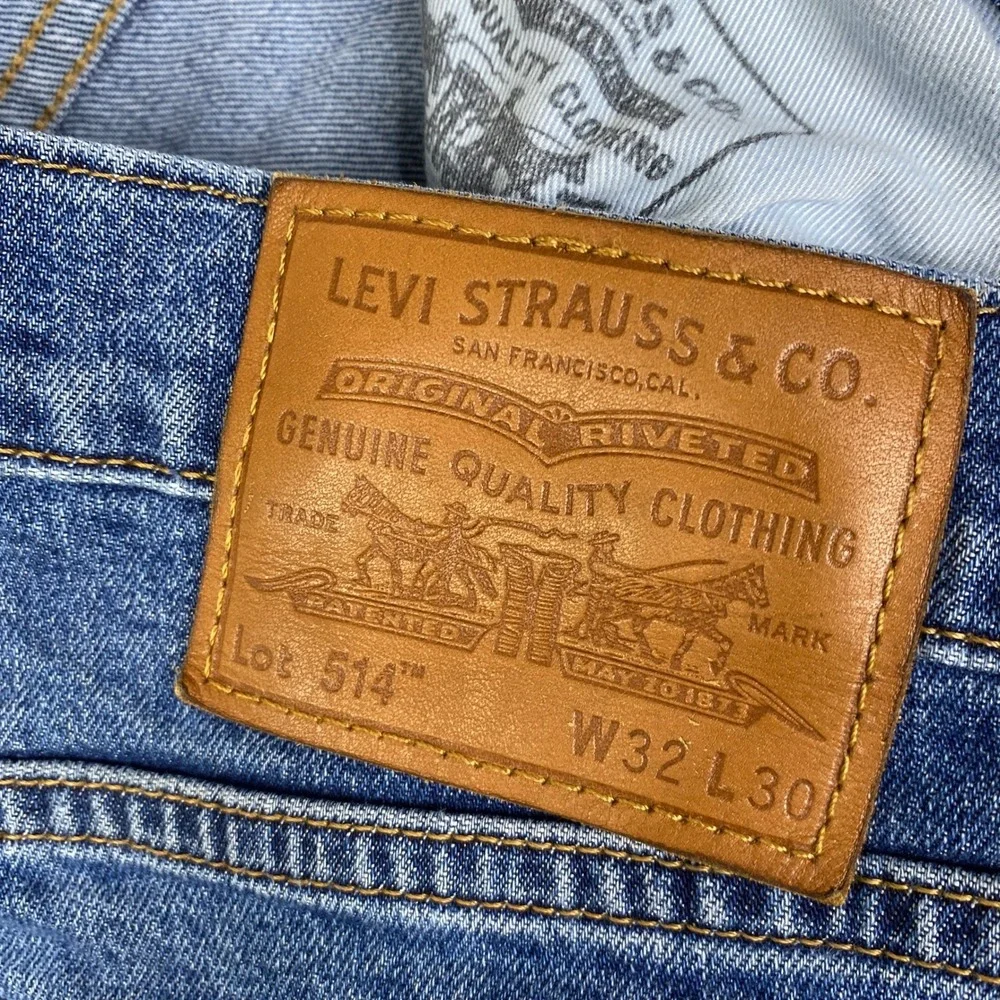 Levis Premium 514 Straight Fit Mens Blue Denim Jeans W32 L30 Medium Wash